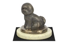 Statuette De Bichon Frise Sur Un Art-Dog En Grès