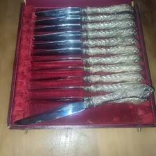 Set of 12 silver handle knives filled seed blades Lacouture Lyon XIX