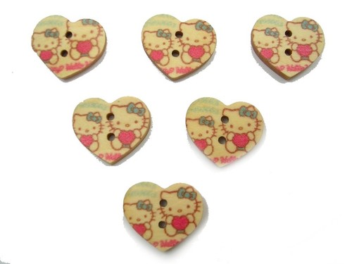 Lot boutons bois coeur - 6,