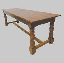table de monastère en bois massif piétement boule à entretoise  . XIX siècle .