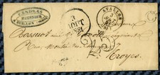 -= Letter from AVALLON (Yonne) with rural box from GUILLON - 1851 =-