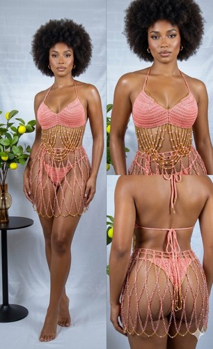 Handmade salmon pink crochet - pink,