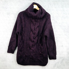 Pull violet femme M/L col roulé chaud manches longues type tricot hiver women
