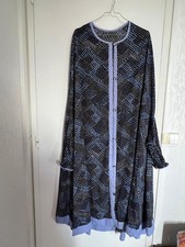 Navy Blue Dotted Abaya Maxi