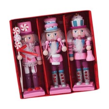 3 casse-noisettes en bois rose pailleté 13 cm, faits main,