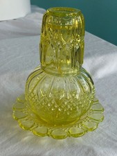 VAL ST. LAMBERT BEDSIDE WATER CARAFE  BOTTLE, UNDER PLATE, GLASS 1850'S