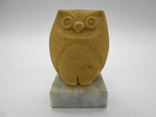 FIGURE / STATUETTE "OWL" STONE ON BASE SIGNED STONE ART