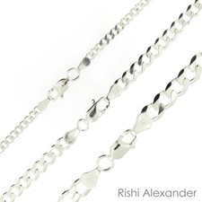 925 Sterling Silver Curb Cuban Mens Womens Chain Necklace .925 Italy All Sizes