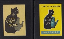 Antique Match Tag Belgium Coffee Cat Black 2