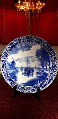 Plat faïence bleu - bleu, de