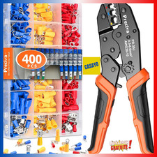 Pince à Sertir 0.5-6mm² + 400 Cosses Isolées Cliquet AWG20-10 Réparation