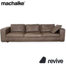Sofa Canapé Machalke Valentino En Cuir Gris Marron 4 Places