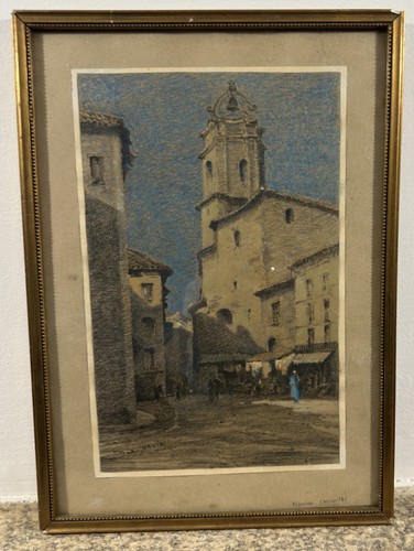 Fusain gouache signé - fusain, et