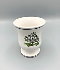 Pot, tasse, verre en céramique décor fait main signé motif floral bleu vintage