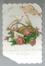 SMALL RELIEF DECORATION - APRIL FISH - MANUSCRIPT - CIRCA 1900