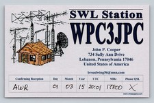 Ham Radio QSL WPC3JPC Lebanon Pennsylvania USA 2015 SWL Station Card