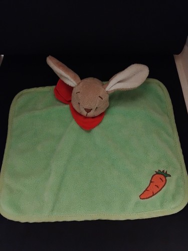 Doudou plat vert - plat, lapin