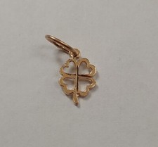  New 14k Yellow Gold Mini Four Leaf Clover Charm Pendant 