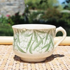 Antique Creil et Montereau Earthenware Coffee Cup / Lily of the Valley