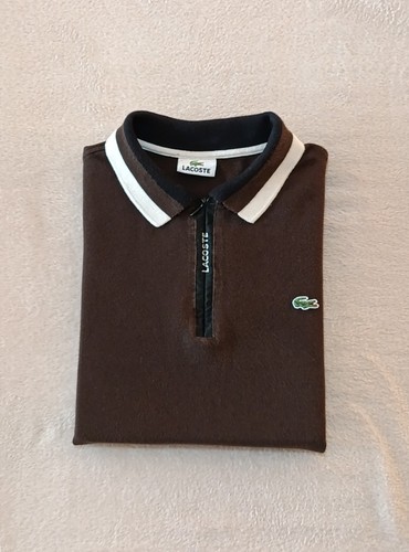 Polo lacoste marron zip - lacoste,