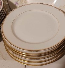 WM GUERIN & CO GUE384 GOLD BAND PATTERN SET OF 6 8.5" LUNCHEON PLATES LIMOGES