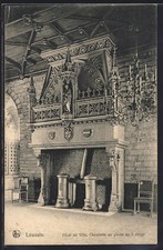 Old postcard Leuven, town hall, stone fireplace on the first floor 1908 