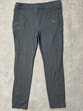 ATHLETA Stretch Ponte Twill Skinny Moto Pants Size 14 Zipper Pocket 69222 Gray