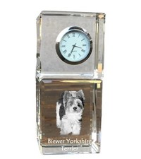 Biewer Yorkshire Terrier crystal clock with a dog Art-Dog