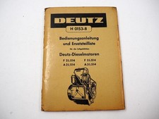 Deutz F2L A2L F3L A3L 514 Diesel Engine Owners Manual Parts List 1956