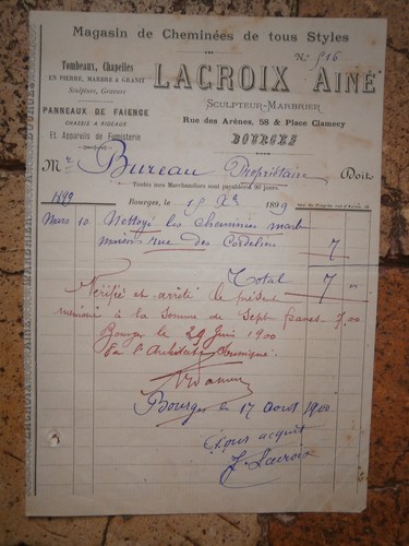 Facture ancienne bourges - ancienne,