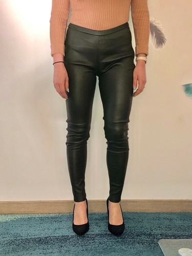 Luxe legging cuir agneau kaki - luxe,
