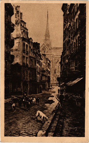 Cpa paris rue haut - du, pave