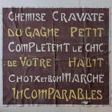 Antique Painted Waxed Canvas Advertising Banner Shop Wins Small Poster
