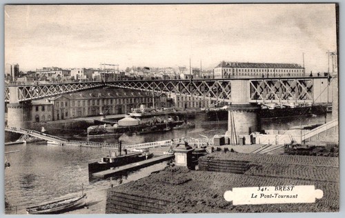 Antique postcard pont tournant - antique, pont-tournant