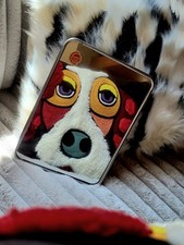 ANCIEN PETIT MIROIR BARBIER MÉTAL DOS en CARTON VINTAGE 