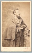 CDV 1873 Ecosse Homme avec Cape et Gants Laine Photo Bowman Glasgow Man w/coat