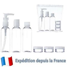 Trousse voyage 7 Pcs Pochette Flacons  Pots vides cosmétique Bagage à main avion