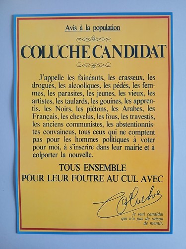 Coluche président affiche - coluche,