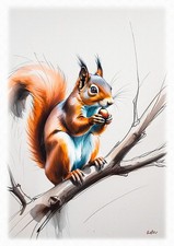 Tableau - création originale - Portrait animaux - Ecureuil