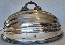 Large 1848 James Dixon Silver Meat Dome Cloche w/ Pewter Handle, Watermelon