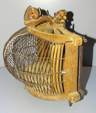 -ANCIENNE PETITE CAGE A OISEAU DE MARIAGE CHINE BOIS et METAL 1 PETIT SINGE   D