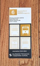 1976 SEPTA TROLLEY STREETCAR TIME TABLE ROUTE 6 PHILADELPHIA PA