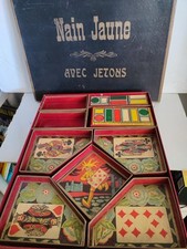 OLD WOODEN GAME - YELLOW DWARF - MOTHER-OF-PEARL BONE PAWN - CIRCA 1950-GB UNITED FRANCE
