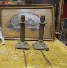 pair of antique small copper candle holders epoch 19th century style LXVI
