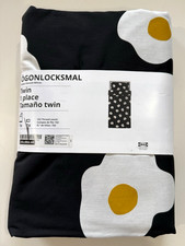 Ikea OGONLOCKSMAL Twin Duvet Cover + Pillowcase Black/White/Yellow Egg