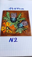  1 ANTIQUE VINTAGE VALLAURIS FAIENCE FLOWER TILE 
