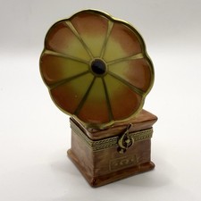 Peint Main Limoges France Chamart Record Player Trinket Box Vintage/Antique