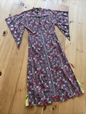 Vtg 1950s VLV Rockabilly Royal Hawaiian Pake Muu Robe Jacket Duster Dress S