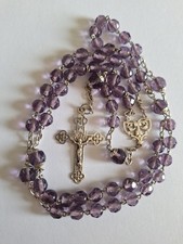 Antique Solid Silver Rosary And Purple Amethyst Beads 