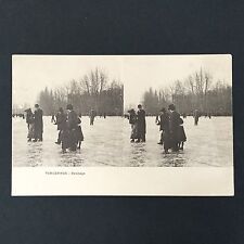 Old postcard skating Vincennes ice skates 1910 circa uncirculated